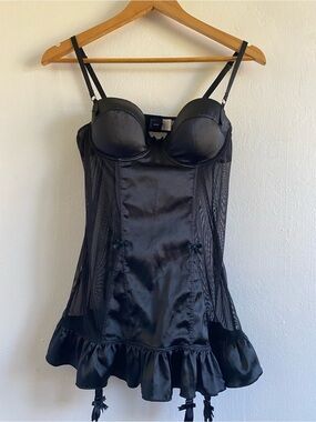 Fredericks of Hollywood Satin and mesh Garter Lingerie Size 36